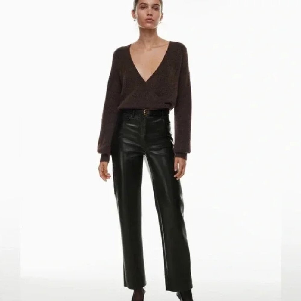 Aritzia Wilfred The Melina Vegan Leather Biker Pant Stretch Size 8